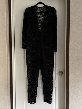 Black Lace Long Sleeve Jumpsuit